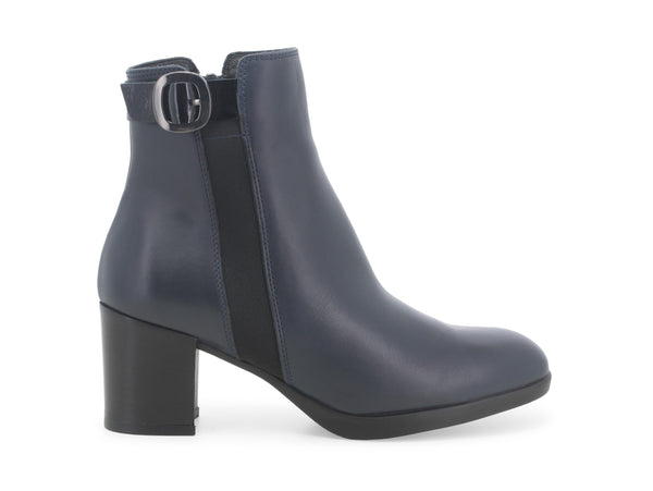 Melluso Stivaletti Comodi Tacco Medio Tomaia Pelle Blu Z250-230123